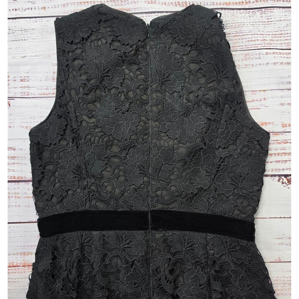 White House Black Market Lace Sheath Dress Women 6 Black Excellent Velvet Trim - Picture 2 of 7